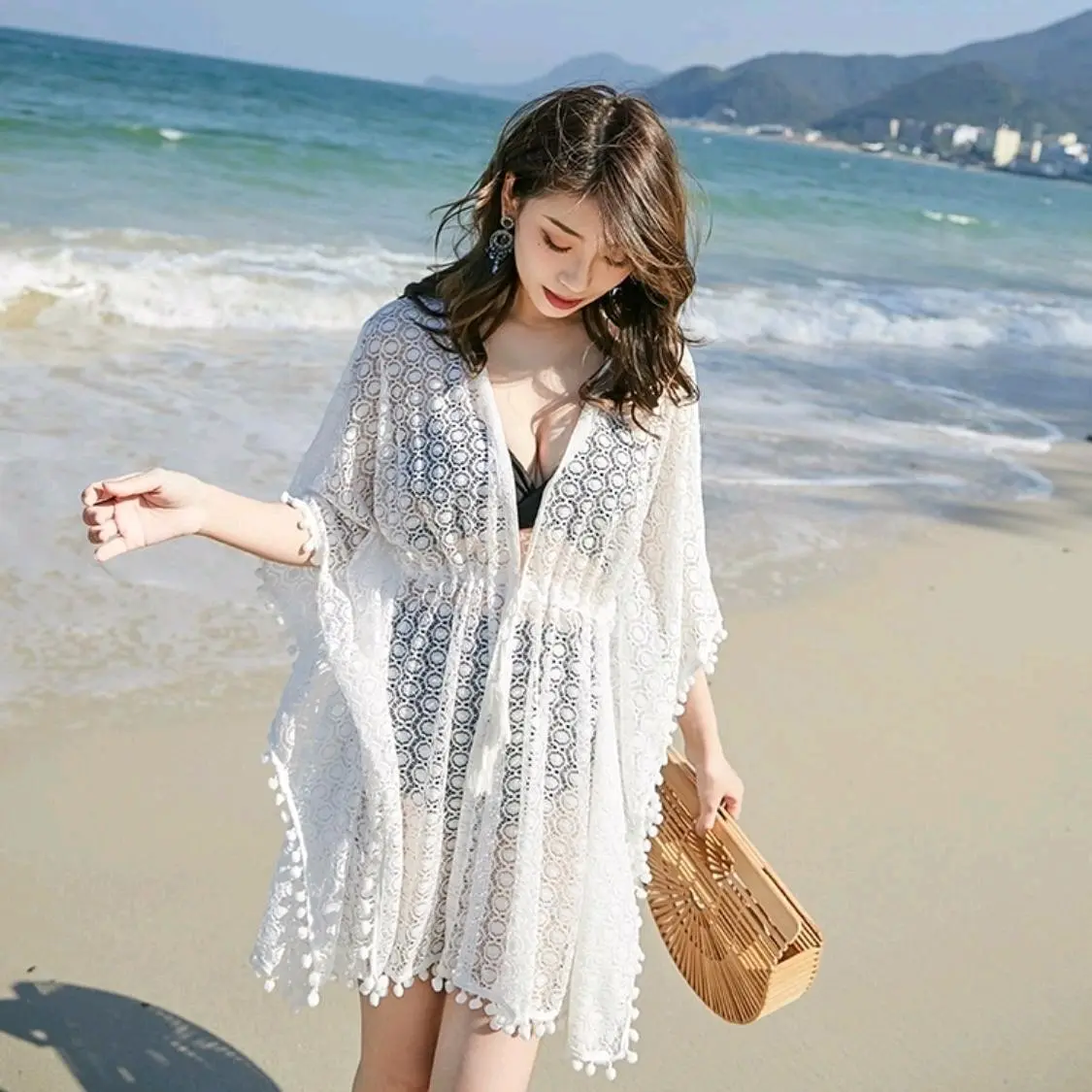 25520# Desiree Lace Drawstring Waist Cover Up Dress