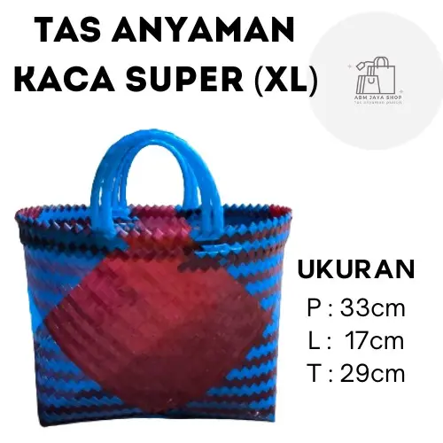 PAKET HEMAT 10PCS // tas anyaman kaca glossy mengkilap ukuran super jumbo (XL) 1