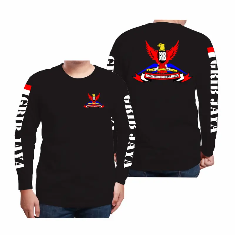 Kaos Grib Jaya Terbaru Pria Wanita Tangan Panjang Baju Distro Keren Dewasa Hitam Katun Combed Cowok Fit 0