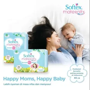 Softex Maternity Pembalut 45cm 10pcs 20pcs Pembalut Ibu Bersalin Nyaman Super Menyerap Anti-Bocor & Anti-Iritasi Ideal Masa Nifas