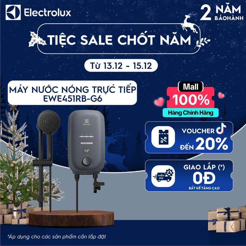 Máy nước nóng trực tiếp Electrolux có bơm trợ lực EWE451RB-G6 4500W - Giao lắp 0Đ