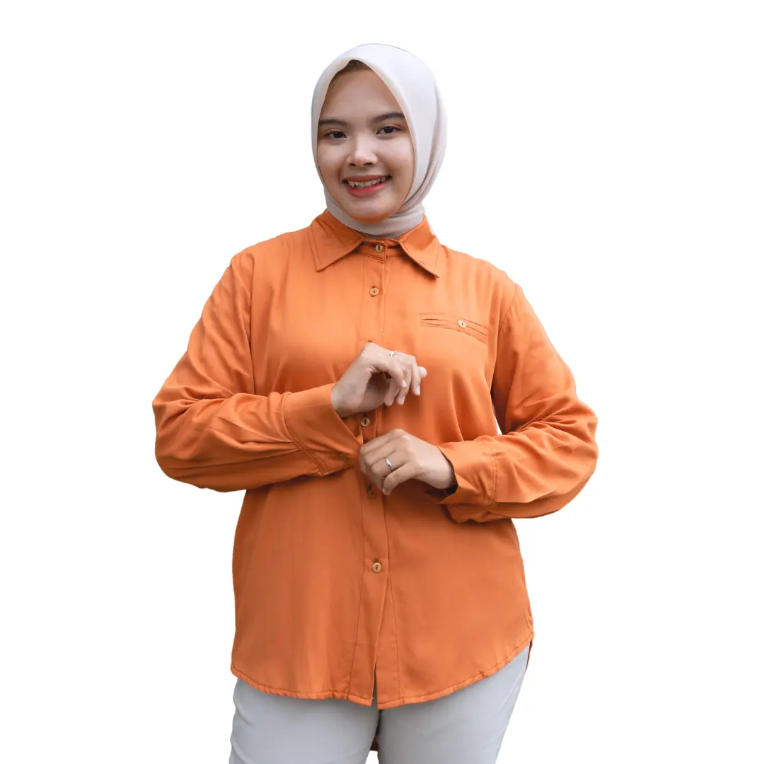 QUTBY - KEMEJA BASIC POLOS BAHAN RAYON TWILL ADEM TEBAL WANITA