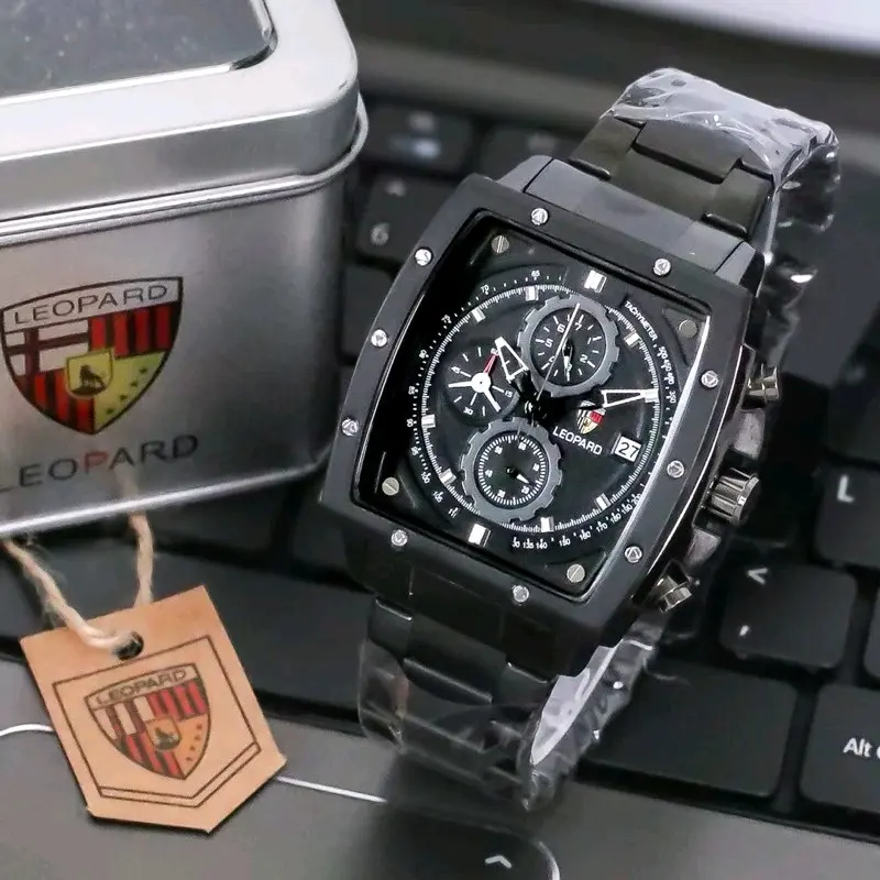 jam tangan rante segi pria leopard tahan air Watches 2