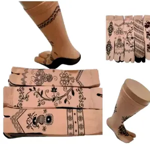 Kaos kaki jempol wanita muslimah/kaus kaki jempol motif henna/kaos kaki muslim nylon spandex (Random)