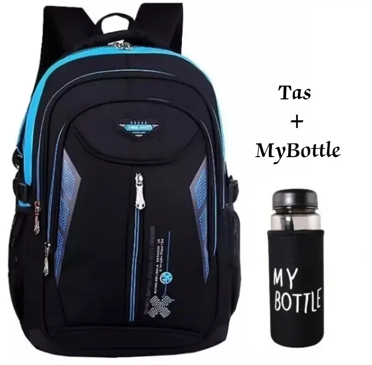 Tas Sekolah Anak SD, SMP, SMA/ Tas Sekolah Anak Laki Laki/ Tas Laptop Sekolah/ Tas Anak Pria/ Tas Ransel Sekolah Anak Laki Laki Kualitas Bagus/ Free Botol Minum Kaca Fashion/ COD