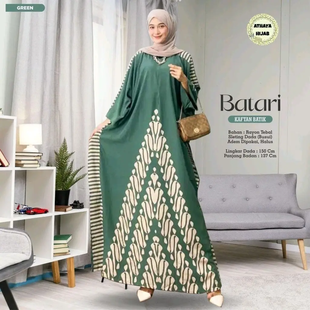 Gamis Kaftan Polos Jumbo Bahan Rayon Adem Polos Tebal Panjang Wanita Muslim Nyaman Dress Hitam Navy