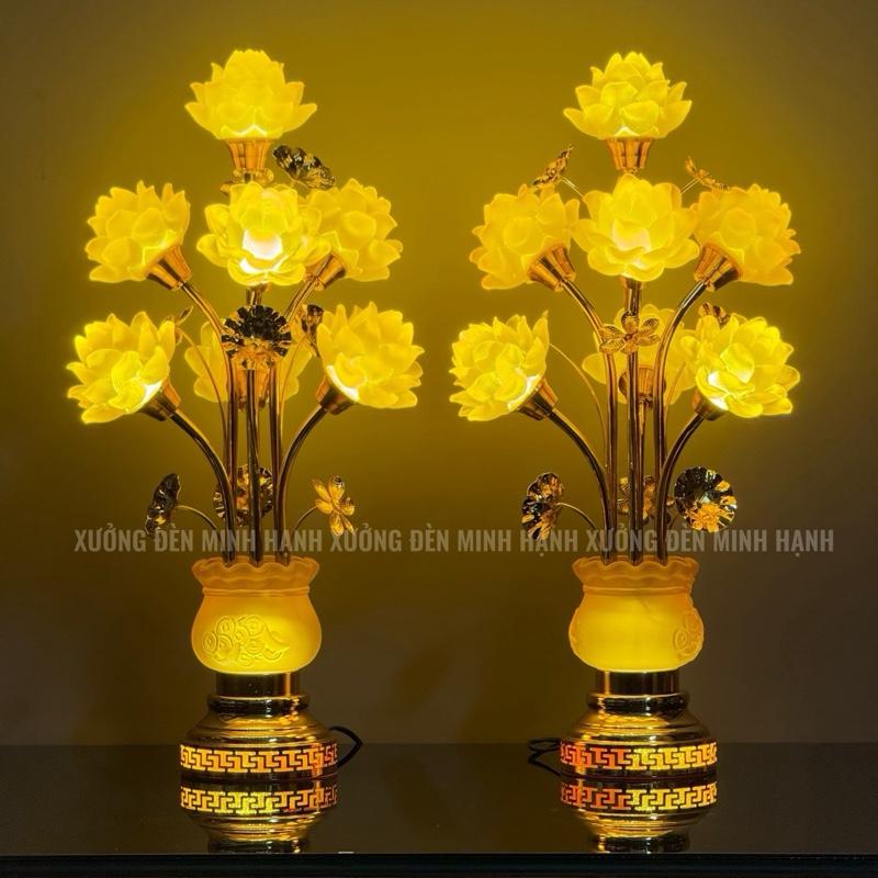  Đèn Thờ 7 Bông Hoa Sen Dáng Túi Tiền Đế Có LED Phát Sáng | Cao 60cm | Tặng 4 LED Dự Phòng | MINH HẠNH CHỈ BÁN HÀNG L1 