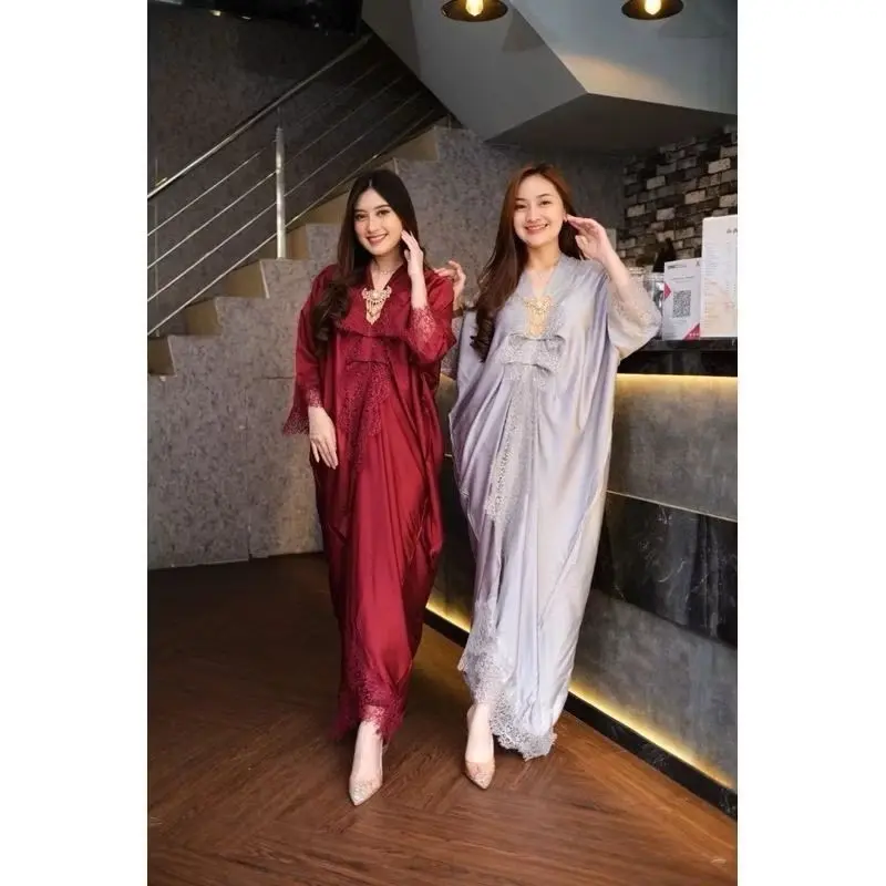Kaftan polos satin velvet premium Wanita- Kaftan pesta, kondangan 3