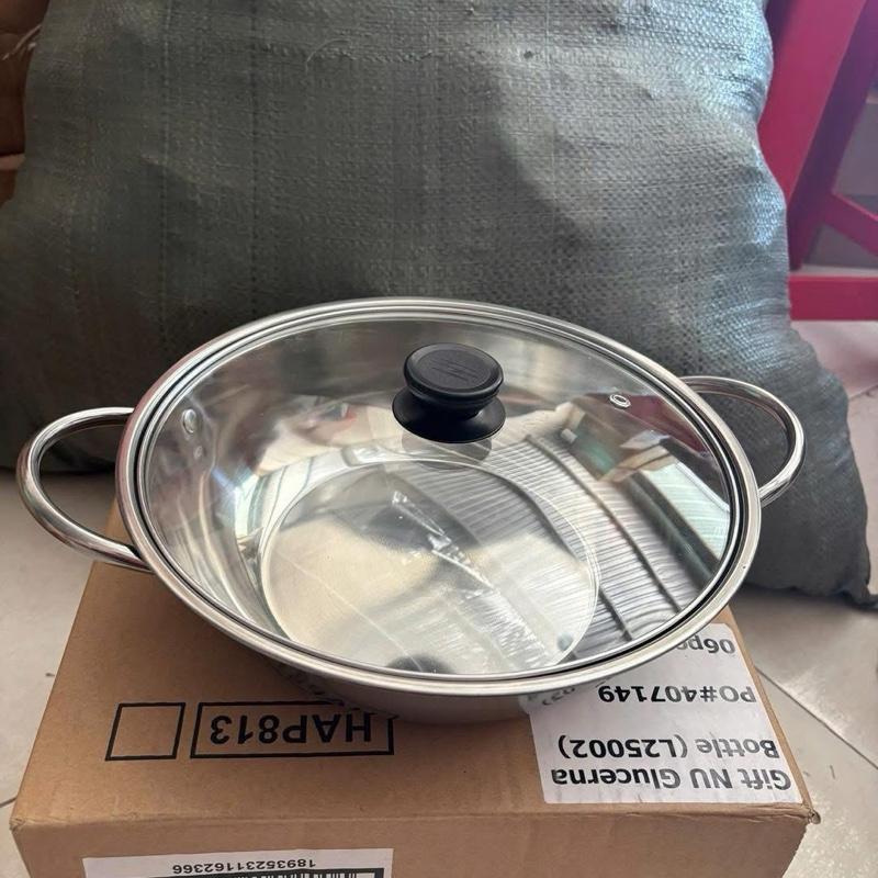 Nồi lẩu inox nắp kính size 26cm dùng được cho bếp từ