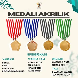 Medali Akrilik Plus Tali Penghargaan & Kenangan Wisuda Kejuaraan Perlombaan