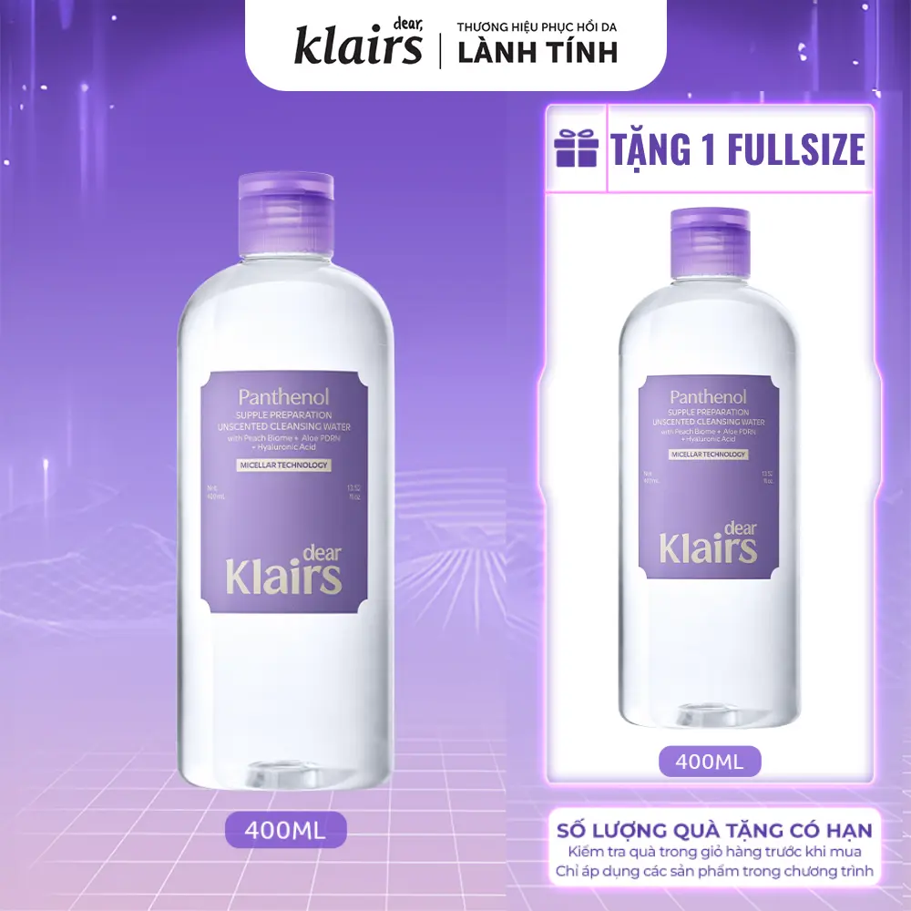 [Hứa Ngân][TẶNG FULLSIZE] Nước tẩy trang Dear Klairs Supple Preparation Unscented Cleansing Water 400ml | BigBuy360 - bigbuy360.vn