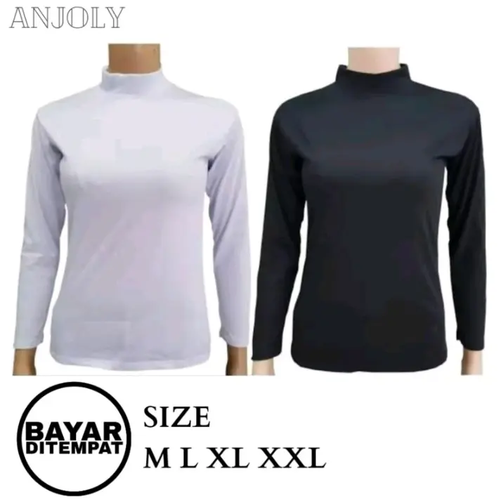 MANSET LENGAN PANJANG TURTLENECK - Manset Wanita Kerah Tinggi - Manset Kaos Polos Muslimah - Atasan Wanita Manset Adem