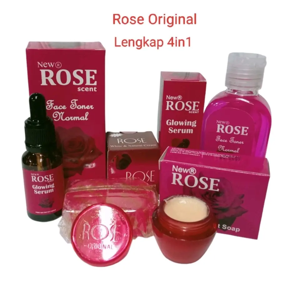 Paket Cream Rose Original Glowing [Lengkap 4in1] Perawatan Mencerahkan Wajah