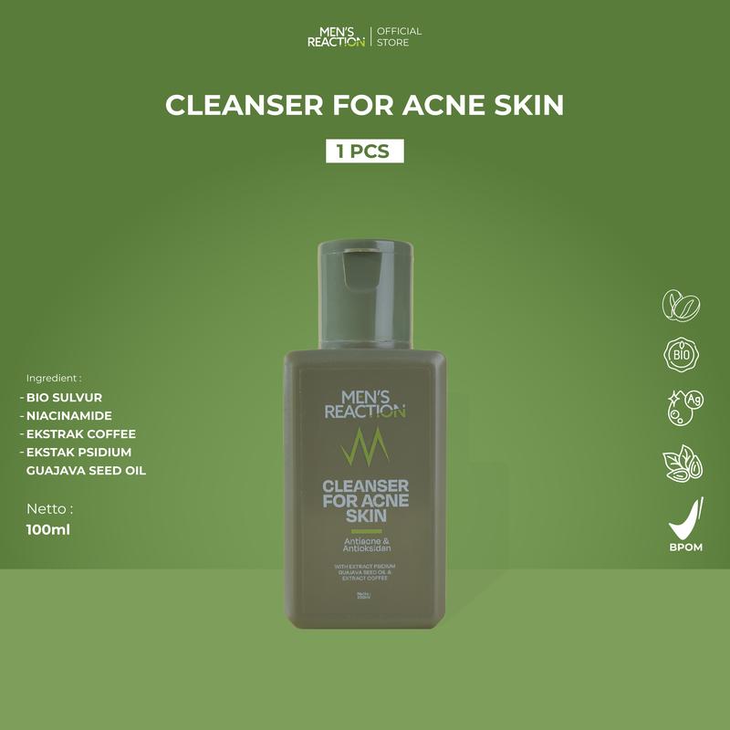 Mensreaction Cleanser for Acne Skin - Membantu Atasi Jerawat & Cerahkan Wajah Kusam 0