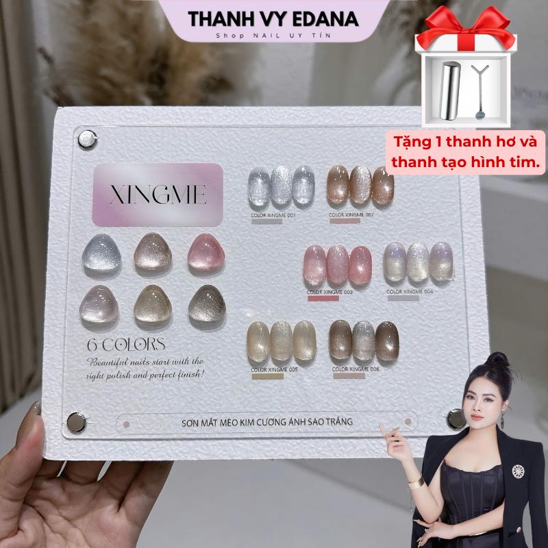 [TẶNG 1 NC TRÒN] Sơn mắt mèo kim cương ánh sao trắng sét 6 màu kèm bảng màu cao cấp