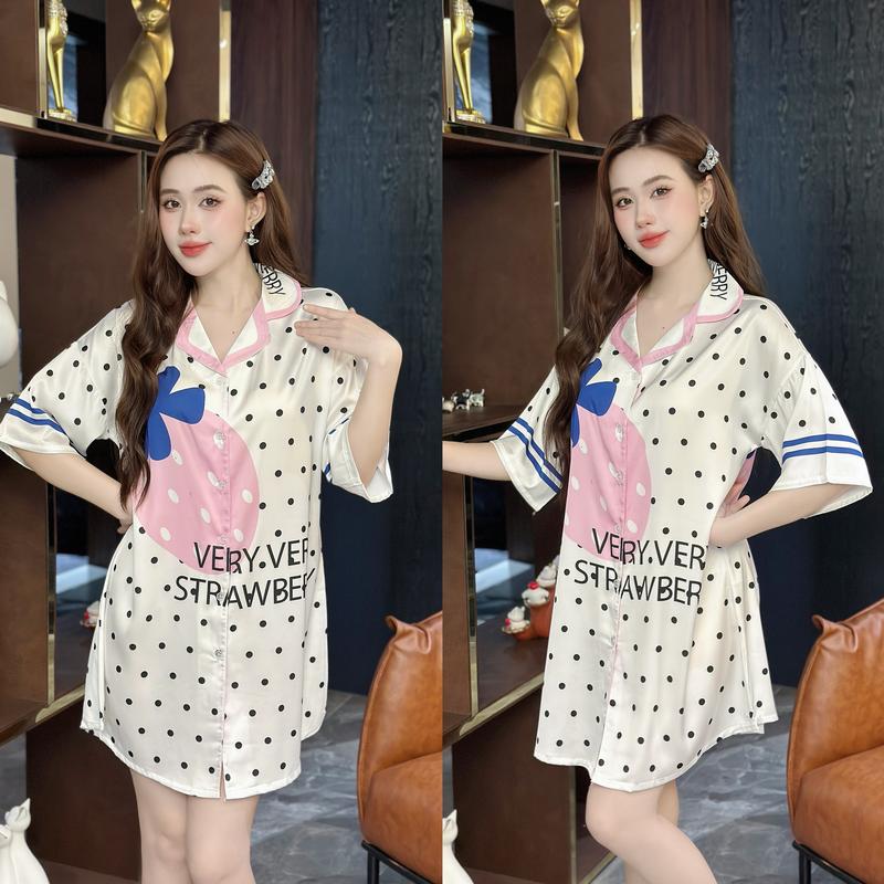 Hisexy Váy ngủ Sơ mi lụa latin sơmi pijama in 3D cao cấp vải mềm mịn mát SM16 0