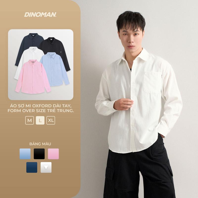 Áo Sơ Mi Oxford DINOMAN Dài Tay Form Rộng Chất Liệu Oxford Cao Cấp Thoáng Mát Dễ Phối Đồ - SM03