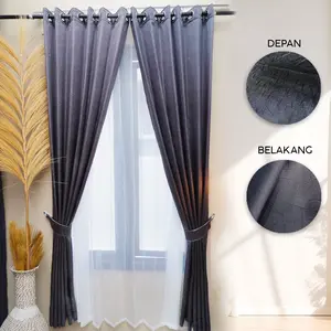 Gorden Jendela Dan Pintu Kamar Aesthetic Gordeng Penyekat Ruang Tamu Minimalis Bahan Blackout Glossy Super Tebal sudah terdapat tali