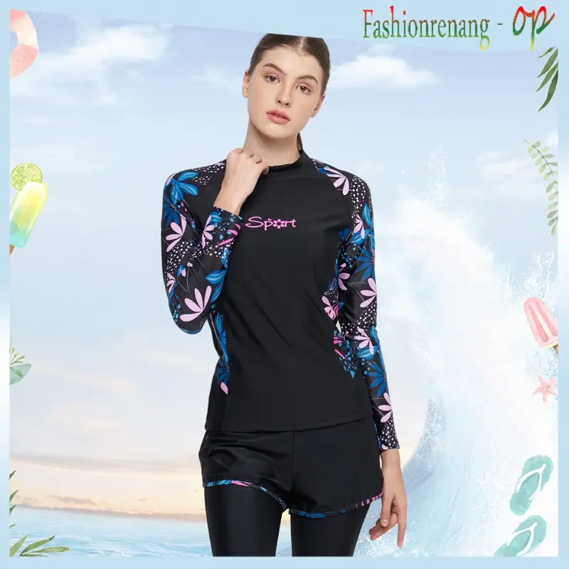 31012 Baju Renang Wanita/Baju Renang Dewasa/Baju Renang Muslim/D Piece Fashion Dewasa Baju Renang Lengan Panjang Pakaian Selam/Baju Renang dengan Hijab 4