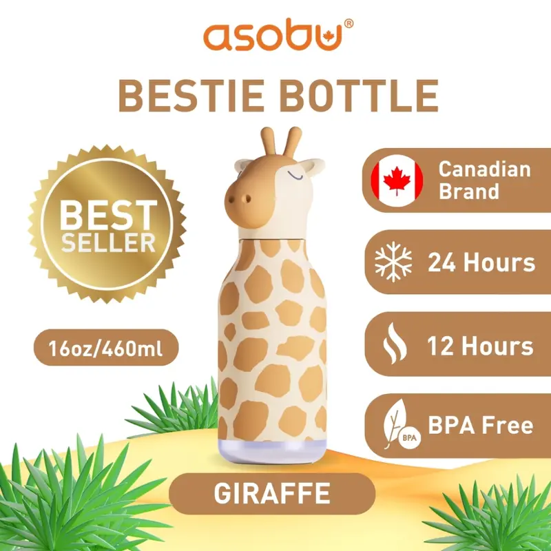 Botol Minum / Tumbler / Termos Stainless Steel - ASOBU Bestie Bottle 460ML - Girrafe 0