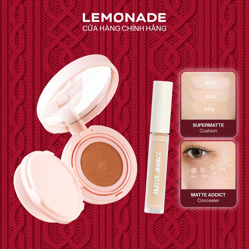  Combo 01 Phấn nước siêu kiềm dầu Supermatte Cushion 15g và 01 Kem che khuyết điểm Matte Addict Concealer 3g 