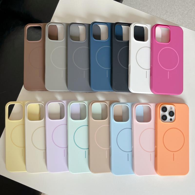 Ốp Lưng Silicone Lỏng MagSafe Lót Nỉ Nhung Chống Trầy Cho iPhone 17 Air, 16 E, 15 14 Plus, 13 12 11 Pro Max không khí cộng Mặt Lưng Mịn Chống Bám Bẩn Màu Pastel Chống Sốc