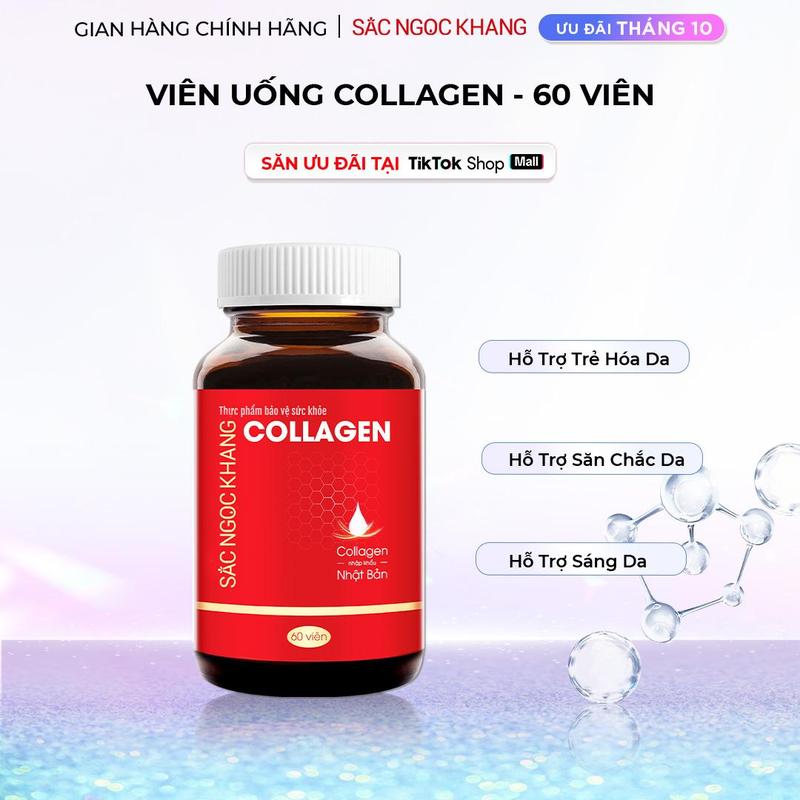 Viên Uống Đẹp Da Collagen Dipeptide Sắc Ngọc Khang [Hũ 60 viên] - Hỗ Trợ Da Tươi Trẻ Đàn Hồi Săn Chắc Cải Thiện Da Lão Hóa Chảy Xệ
