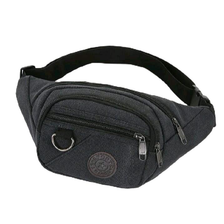 Tas pinggang waist bag kanvas import terbaru 2024 Hitam 7