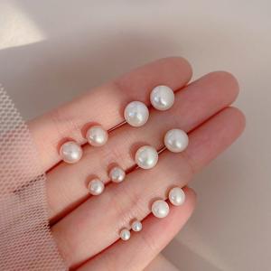 Bông tai bạc 925 đính ngọc trai dành cho nữ, kiểu Nhật Bản và Hàn Quốc, thiết kế hình học với ngọc trai.