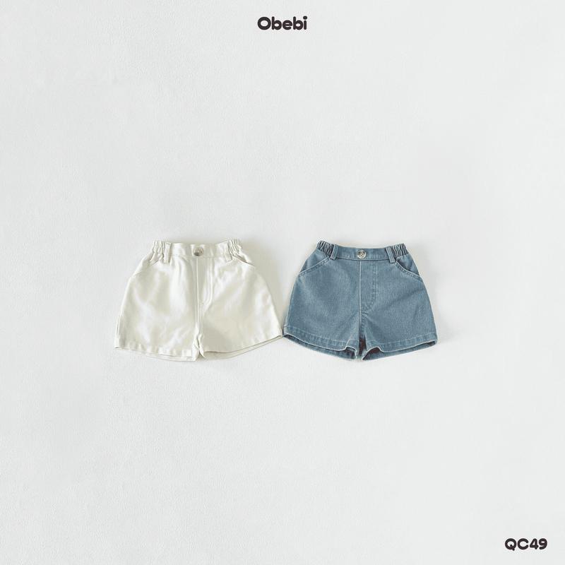 QC49 Quần Đùi Denim-Kaki Túi Sau Obbei Thời Trang Hè Thoải Mái Cho Bé Trai Bé Gái