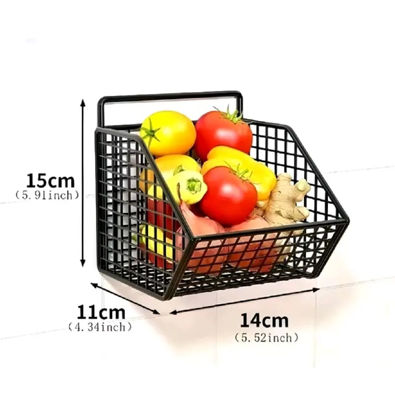Rak Penyimpan Bawang Putih Jahe Gantung Dapur Besi 3 Sekat Anti Karat - Dinding, Buah, Penyimpanan, Paku 4