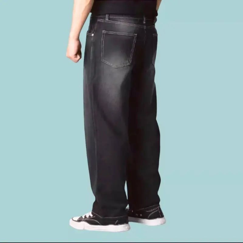 ￼Celana Baggy Jeans Korean Style - Celana Gombrong Jeans Pria - Oversize Baggy Loose Jeans Skena Pria Denim Stretch Santai Basic Nyaman 3