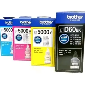 1 set 4 pcs tinta brother original bt d60 bk bt 5000 for printer dc Yellow Hitam