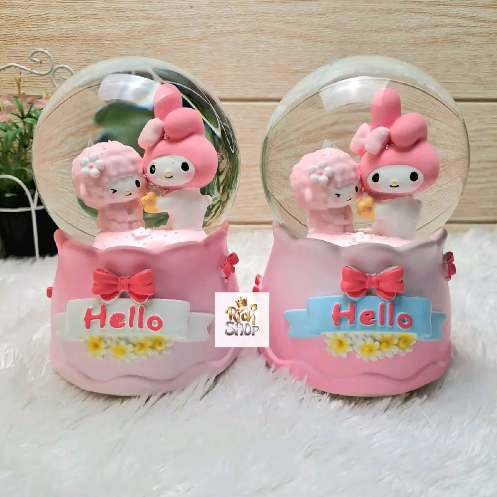 Kotak Musik Bola salju Lampu Kuromi Snowball Snowglobe Waterball