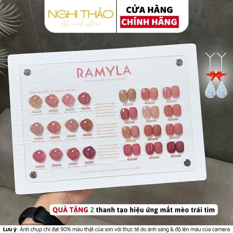 Set sơn gel thạch đục hồng RAMYLA 12 màu[Tặng thanh tạo mắt mèo trái tim]