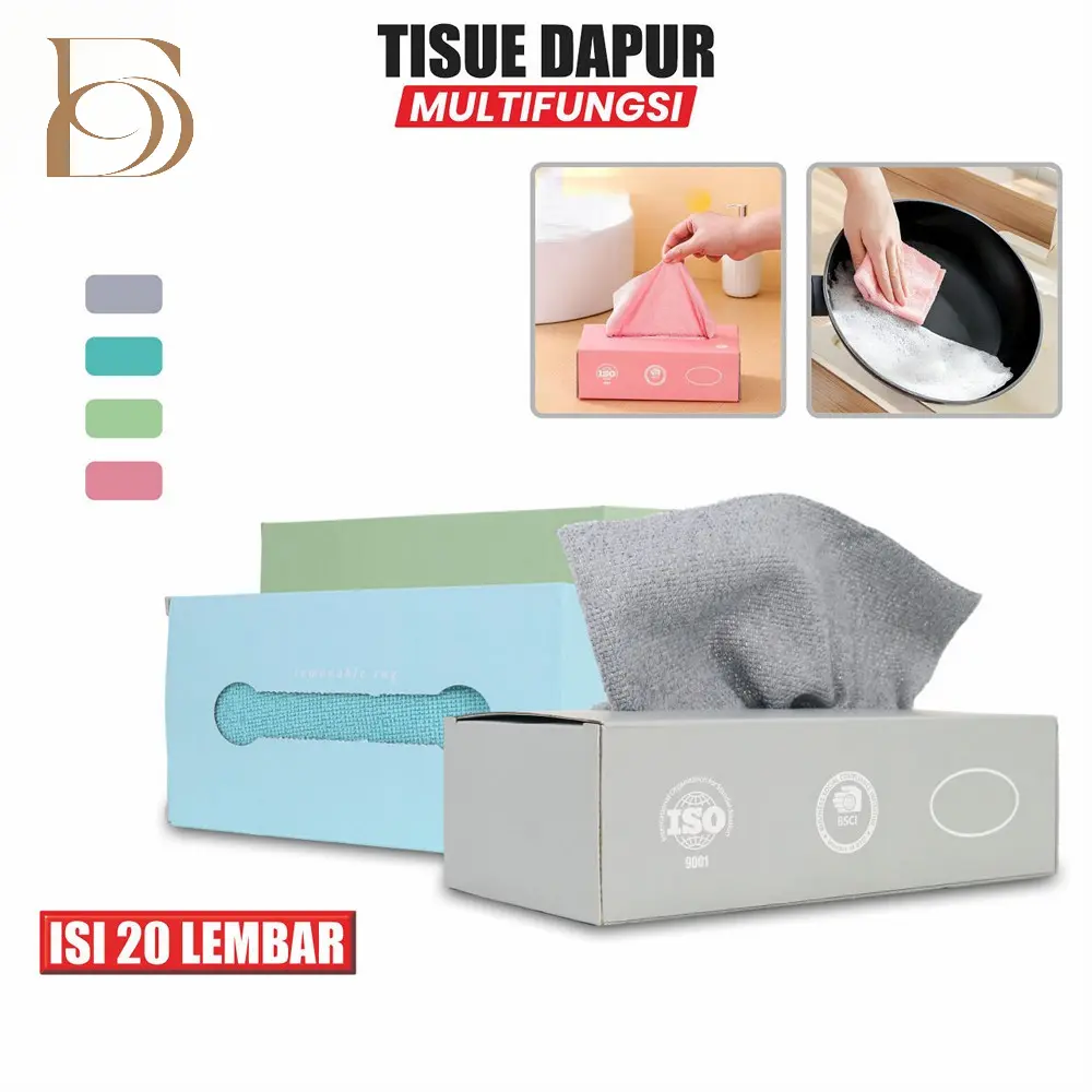 Tisu Kain Lap Serap Minyak C1015 Tisue Dapur Multifungsi Pembersih Serbaguna Bisa Digunakan Kembali Ukuran 20x20cm Isi 20 Lembar