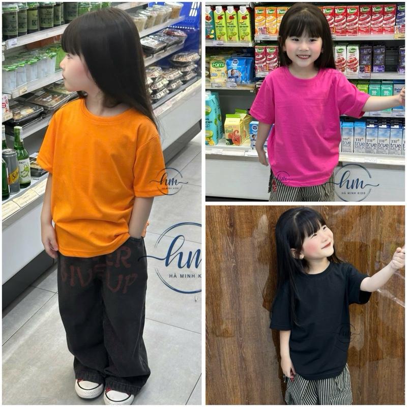  Combo 3 áo thun trơn cho bé gái vải cotton xuất dư mềm mát 12-33kg M2 Hà Minh Kids 