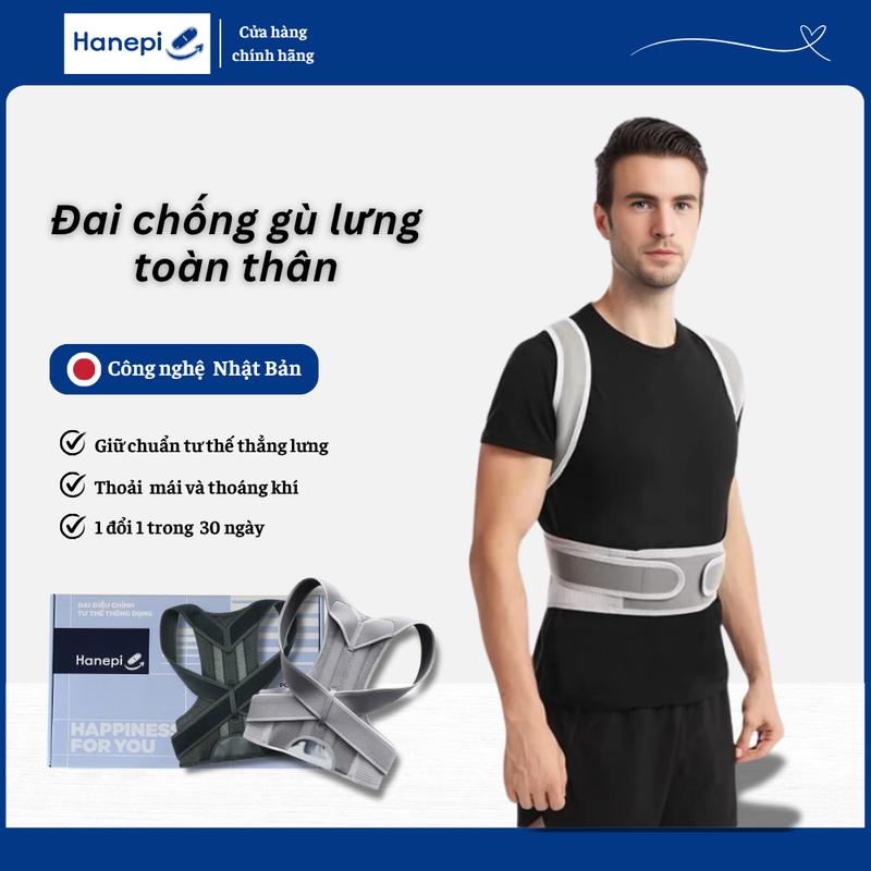 Đai đeo chống gù lưng Hanepi | Thiết kế bền bỉ và thoải mái khi đeo | Bảo hành 1 đổi 1 trong vòng 30 ngày