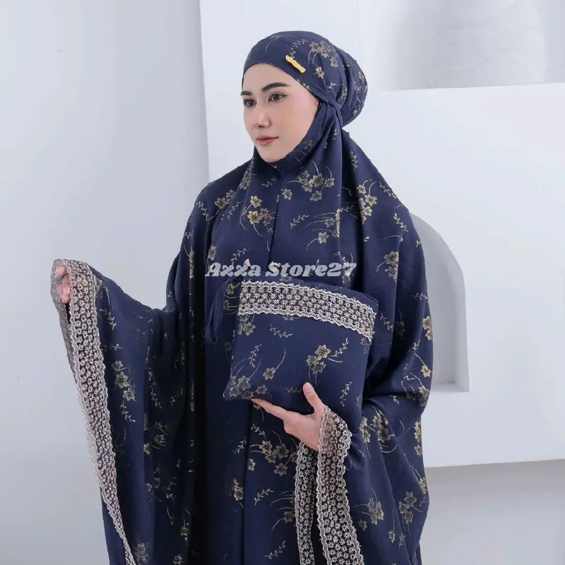 [ LAUNCHING ] Azza Store27 - Mukena Dewasa Shakira Dagu Crinkle Poil Airflow Premium Motif Renda Mewah Jumbo Traveling Cantik 3