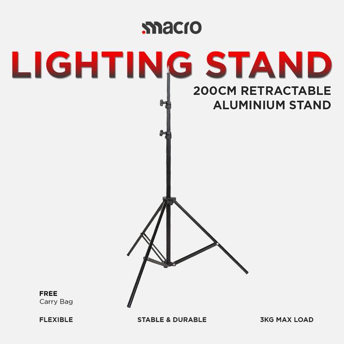 Gambar LIGHTING STAND ALUMINIUM 200CM RETRACTABLE – STAND LAMPU STUDIO UNIVERSAL 3KG dari MACRO.id Kota Administrasi Jakarta Barat Tokopedia