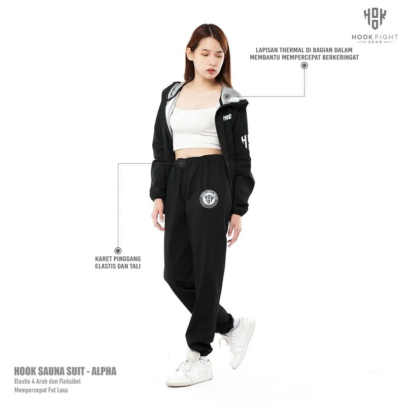 Jaket Sauna Suit Olahraga Baju Jas Pembakar Lemak Elastis Hook 4