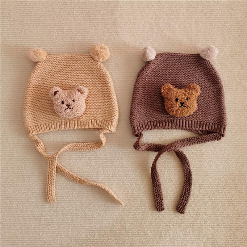  Mũ Dệt Kim Hình Gấu Dễ Thương Cho Bé Mũ Ấm Áp Cho Trẻ Sơ Sinh Bé Trai Và Bé Gái Mũ Len Ngoài Trời Chống Gió Mũ Bảo Vệ Tai Cho Trẻ Mới Biết Đi Mũ Lưỡi Trai 