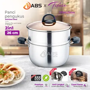 TIFALE X ABS 26CM Panci Kukus Steam Pot 2 Tingkat Stainless 26CM Glass Kaca