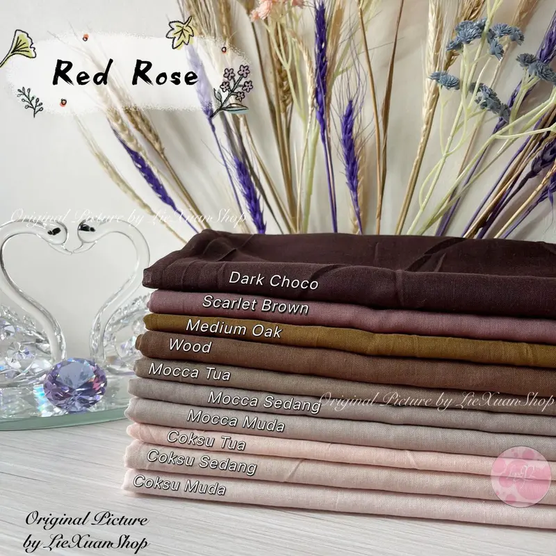Segiempat Hijab Paris ORI RED ROSE Kerudung Muslim Seragam 1
