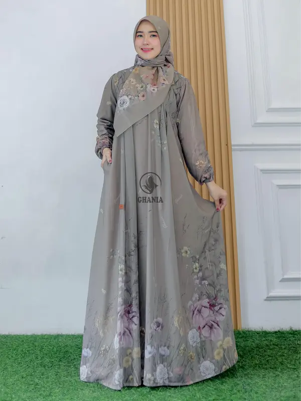 Ghania Cellosia Dress- Putih- lavender- khaky- hitam- maroon 6