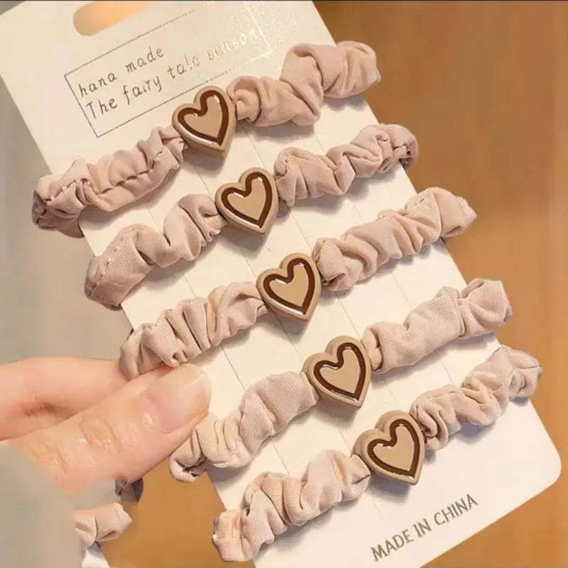 Scrunchie Tóc, Hình Trái Tim Tiện Lợi, Chất Liệu vải nỉ Nhiều Màu, Dây Buộc Tóc Đàn Hồi Cao, Độ Đàn Hồi Cao, Dây Buộc Tóc Mini, Thích Hợp Cho Phụ Nữ 4