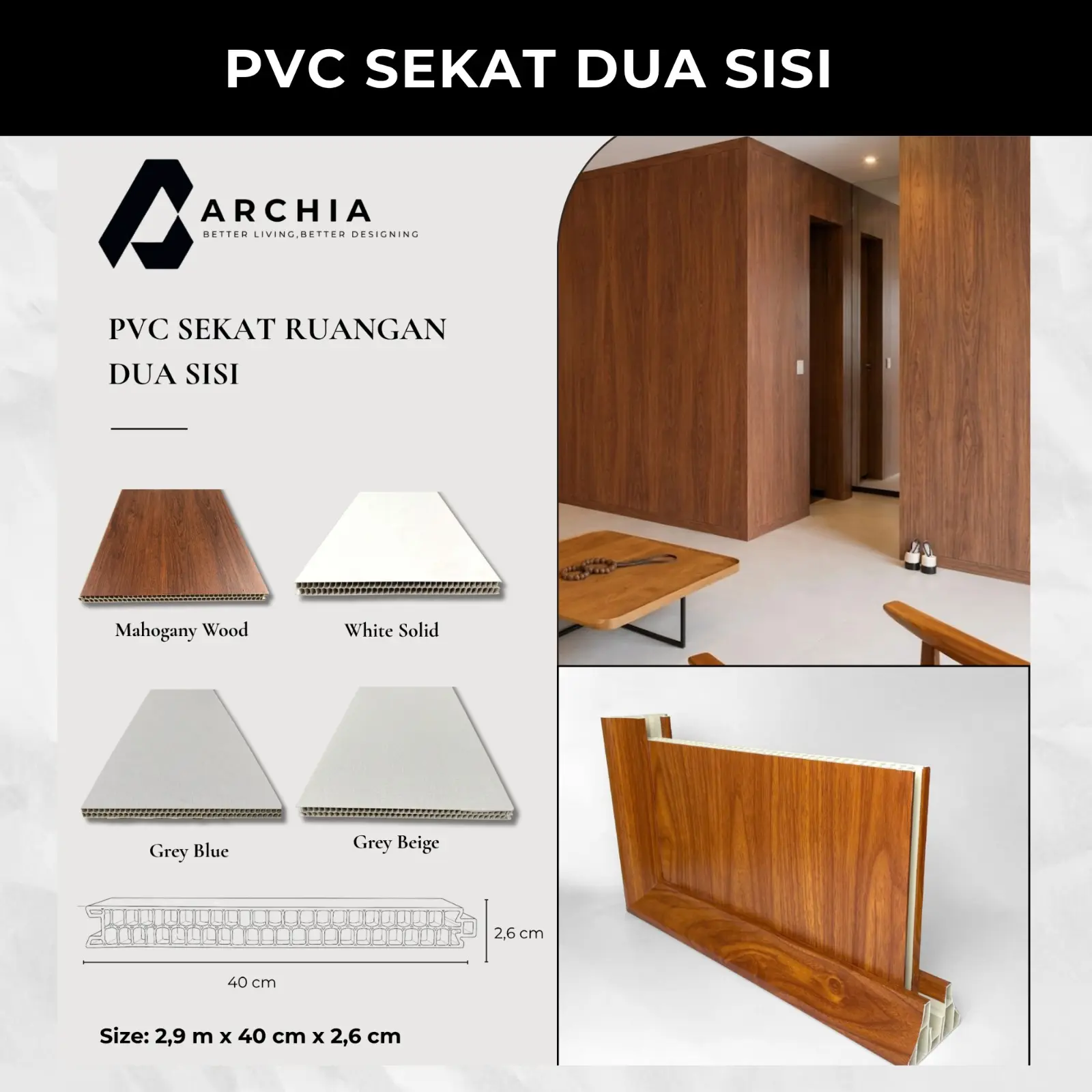Sekat Ruangan PVC Pembatas Ruangan Multifungsi | PVC Partisi Ruangan Dekoratif | Sekat Ruang Minimalis Modern