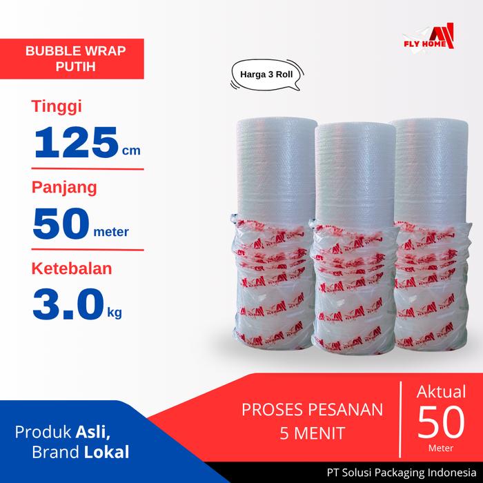 Gambar FLYHOME Bubble wrap putih 3kg 3roll bubblewrap 125x50meter Instan - 3 hitam dari Flyhome Brand Lokal Kota Depok Tokopedia