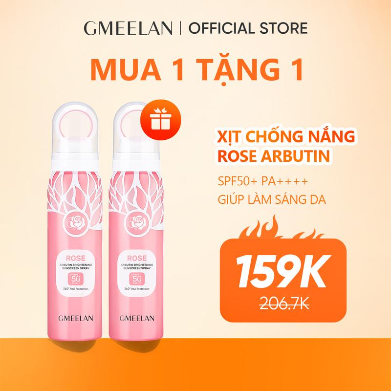 【Mua 1 Tặng 1 COMBO 2PCS GMEELAN Xịt Chống Nắng ROSE ARBUTIN SPF50+ PA++++ 80ML