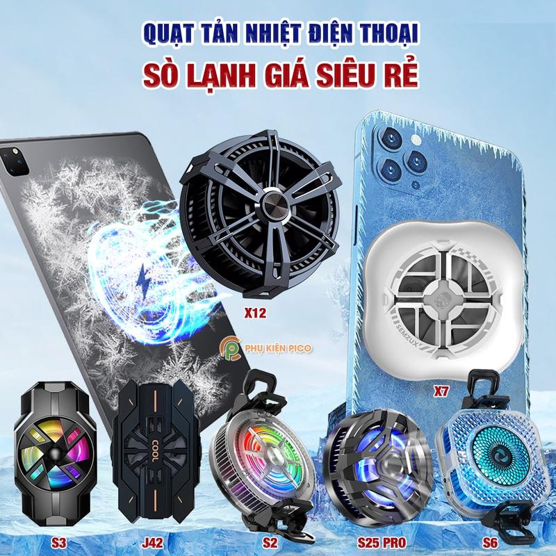  Quạt tản nhiệt điện thoại sò lạnh X7   S2   C20   S3   X12 Plus   J42   X65   J86 Pro   Memo CX10 Pro   CX15 Pro AI RGB Phụ Kiện Led 
